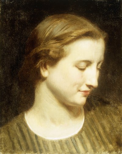 Vrouw in een Gestreepte Jurk door William Adolphe Bouguereau