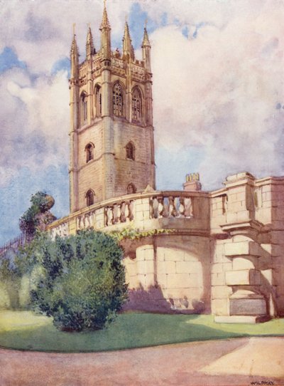 Magdalen Toren vanuit de Botanische Tuin door William Ainsworth Wildman