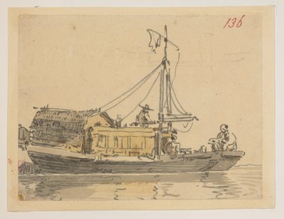 136. Een jonk, uit een Album van 372 tekeningen van landschappen, kustlijnen, kostuums en het dagelijks leven gemaakt tijdens Lord Macartney
