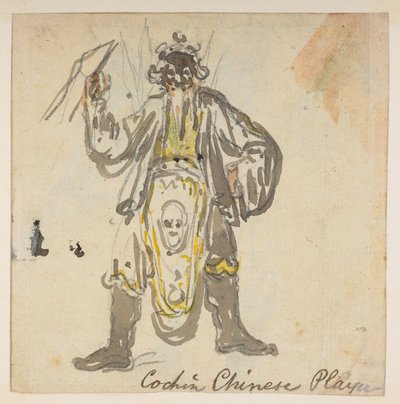 185v. Cochin Chinese speler, uit een Album van 372 tekeningen van landschappen, kustlijnen, kostuums en het dagelijks leven gemaakt tijdens Lord Macartney