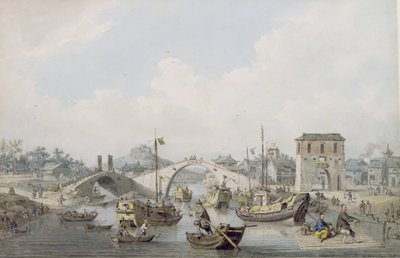 Boten op de rivier bij Suchow, China door William Alexander