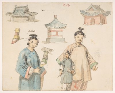 Figurenstudies. Album van 278 tekeningen van landschappen, kustlijnen, kostuums en het dagelijks leven gemaakt tijdens Lord Macartney