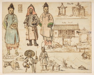 Figurenstudies en gebouwen inclusief 