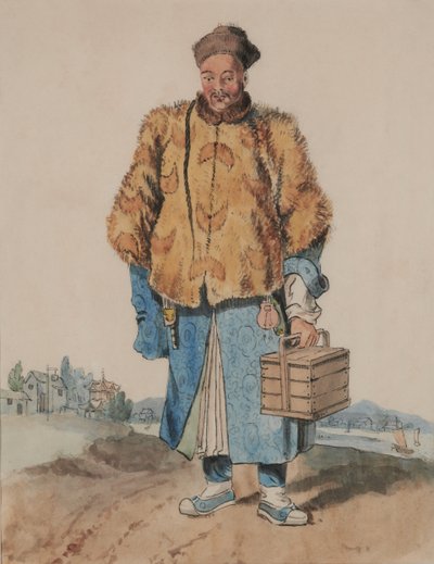 Man in Chinese kostuum (met een doos in de linkerhand) door William Alexander