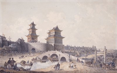 Pringze mannen, de westelijke poort van Peking door William Alexander