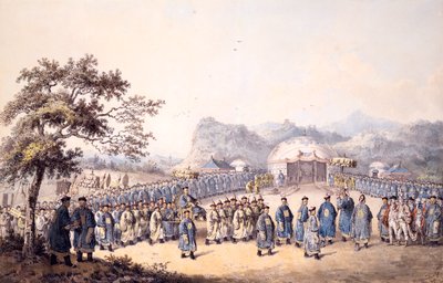 De keizer van China ontvangt de ambassade van Lord Macartney door William Alexander