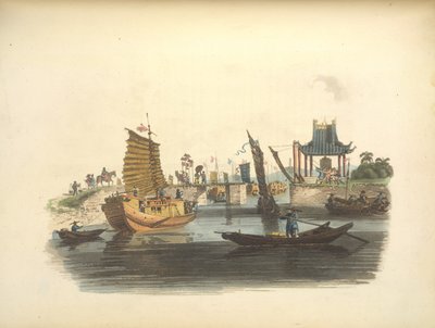 Schepen die door een sluis varen door William Alexander