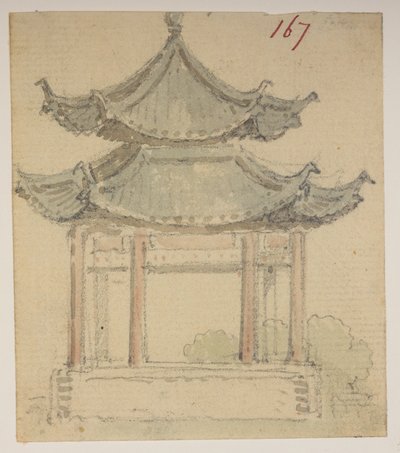 f.63 167 Tempel, uit een album van 372 tekeningen van landschappen, kustlijnen, kostuums en het dagelijks leven gemaakt tijdens Lord Macartney