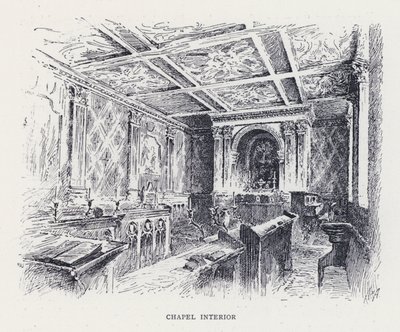 Kapel Interieur (gravure) door William Alexander Ansted