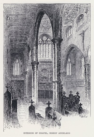 Interieur van de Kapel, Bishop Auckland (gravure) door William Alexander Ansted