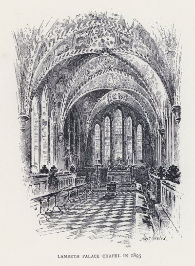 Lambeth Palace Kapel in 1895 (gravure) door William Alexander Ansted