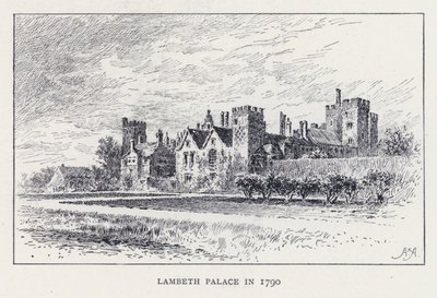 Lambeth Palace in 1790 (gravure) door William Alexander Ansted