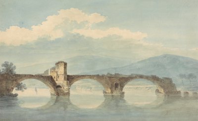 Een brug over de Arno (?) door William Alfred Delamotte