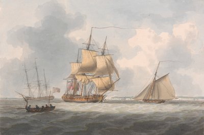 Een fregat wacht op een loods door William Anderson