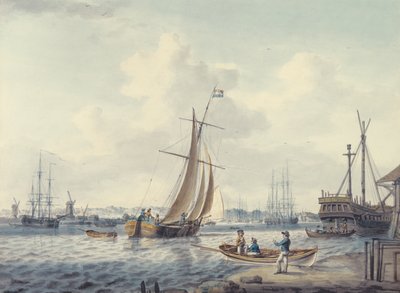 Een uitzicht op Greenwich en Deptford met het Royal Naval College en de Royal Dockyard, 1789 door William Anderson