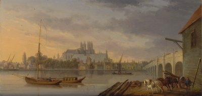 Een uitzicht op Westminster Bridge en de abdij vanaf de zuidkant door William Anderson