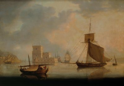 Marine cutter bij de Belem Toren aan de monding van de Taag door William Anderson