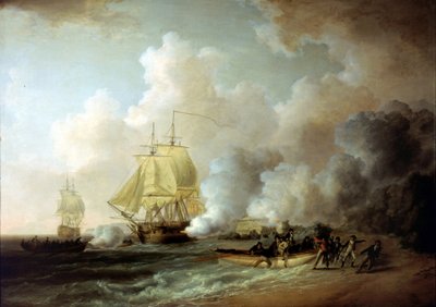 De verovering van Fort Louis (Martinique) door de Britten, op 20 maart 1794 door William Anderson