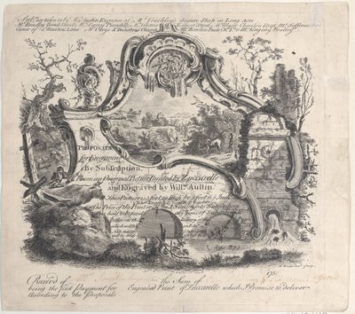 Voorstel voor Gravure door Abonnement Van een Origineel Schilderij Geschilderd door Zuccarelle, 1756 door William Austin