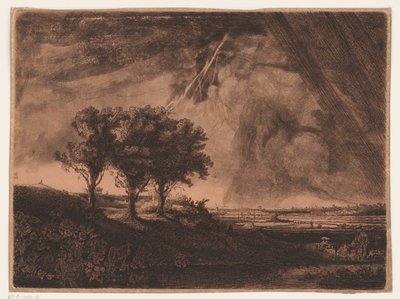 Drie bomen met bliksemschicht door William Baillie