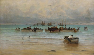 Vissen laden bij eb, St. Ives door William Banks Fortescue