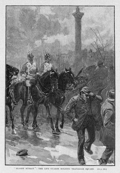Bloedige Zondag: De Life Guards houden Trafalgar Square vast door William Barnes Wollen