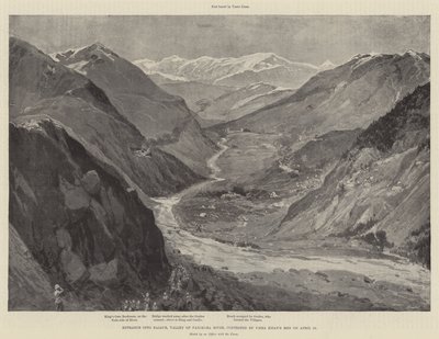 Toegang tot Bajaur, vallei van de Panjkora-rivier, betwist door de mannen van Umra Khan op 13 april door William Barnes Wollen