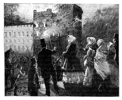 Brand in de toren van de Prins van Wales, Windsor Castle, ca. 1850s, 1888 door William Barnes Wollen