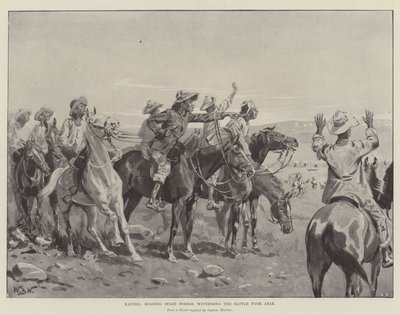 Kaffers, met reservepaarden, getuige van de slag van veraf door William Barnes Wollen