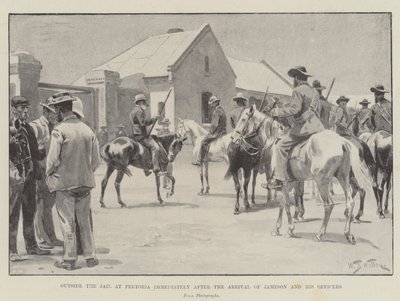 Buiten de Gevangenis in Pretoria onmiddellijk na de Aankomst van Jameson en zijn Officieren door William Barnes Wollen