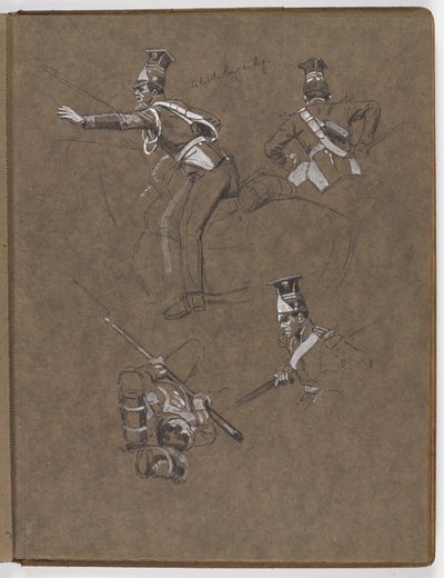 Studies voor het olieverfschilderij, ?De vlag: Albuhera, 16 mei 1811? door William Barnes Wollen