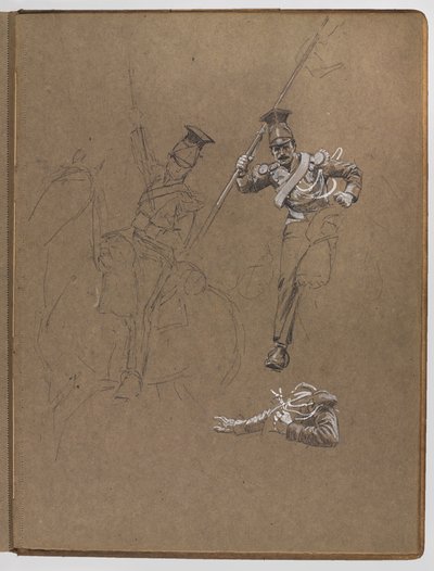 Studies voor het olieverfschilderij, ?De vlag: Albuhera, 16 mei 1811? door William Barnes Wollen