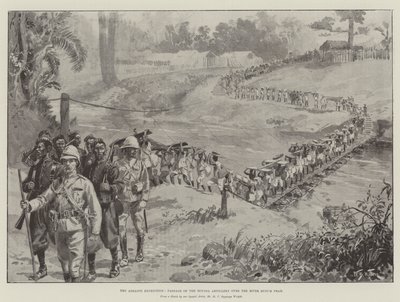 De Ashanti-expeditie, passage van de Houssa-artillerie over de rivier Busum Prah door William Barnes Wollen