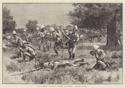 De Hampshire Bereden Infanterie in Birma, een Plotse Aanval door William Barnes Wollen
