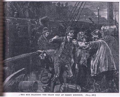 De menigte die een graanschip aan boord gaat bij Garry Kennedy AD 1841 door William Barnes Wollen