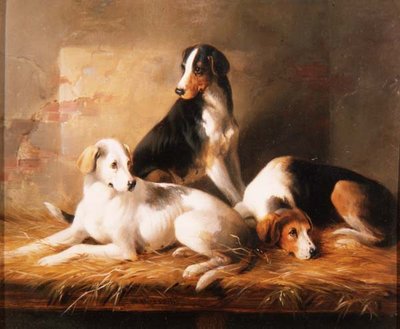 Drie honden in een stal door William Barraud