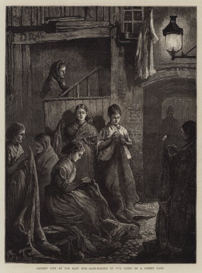 Londens Leven in het Oostelijke Einde, Zakmaken bij het Licht van een Straatlantaarn door William Bazett Murray