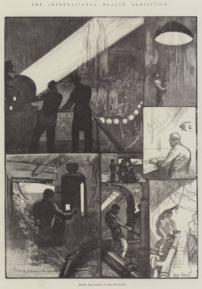 De Internationale Gezondheids Tentoonstelling, achter de schermen bij de fonteinen door William Bazett Murray