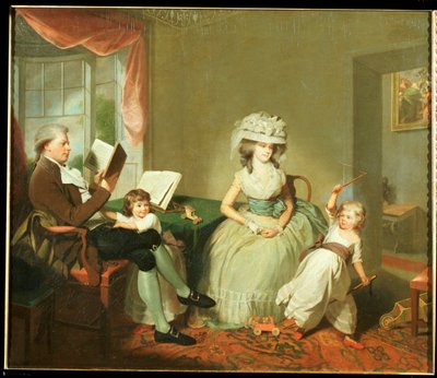 Een groepsportret van de heer en mevrouw Hayward met hun kinderen, Mathilda en George, c.1789 door William Beechey