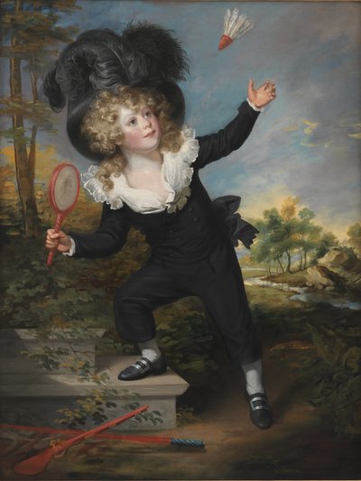 Portret van Kennett Dixon die pluimbal speelt door William Beechey