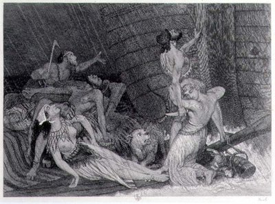Tiende Dag van Regen, proef voor een editie van de Bijbel uit 1872 door William Bell Scott