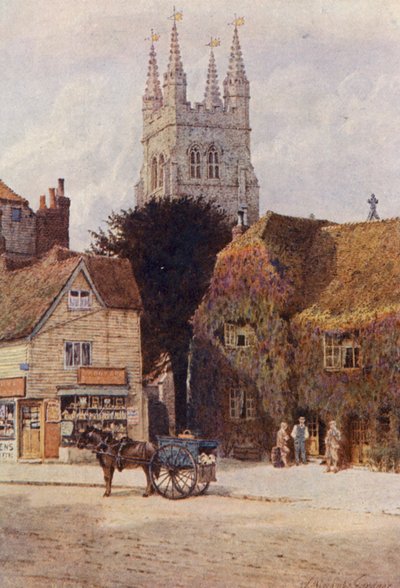 Kerk en Woolpack Hotel, Tenterden door William Biscombe Gardner