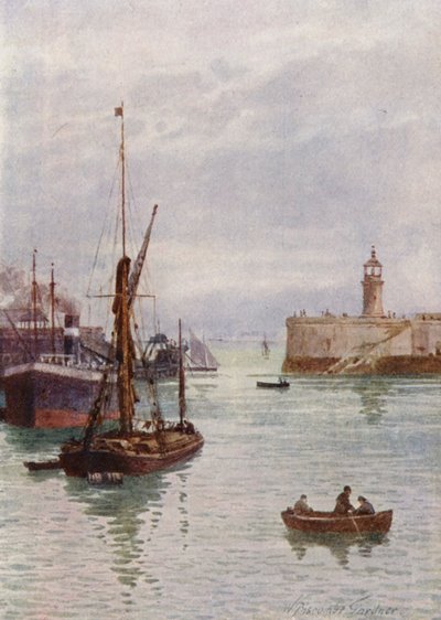 In de haven van Ramsgate (kleur litho) door William Biscombe Gardner