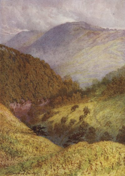 Uitzicht op Chee Dale, High Tor in de verte door William Biscombe Gardner