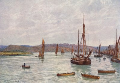 Uitzicht op de Medway vanaf Chatham Pier door William Biscombe Gardner