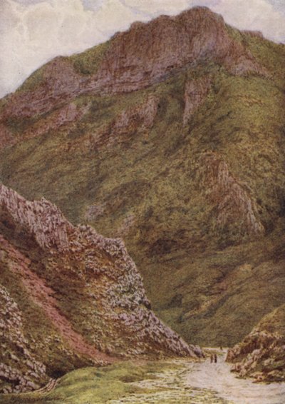 De Leeuwenrots in de Winnats, tussen Castleton en Edale (kleur litho) door William Biscombe Gardner