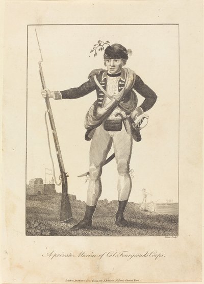 Een privé-marinier van het korps van Col. Fourgeoud door William Blake