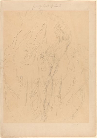 Een engel die een dochter van de mensen de geheimen van de zonde leert door William Blake
