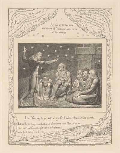 Boek van Job, Plaat 12, De toorn van Elihu door William Blake