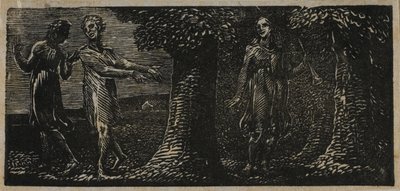 Colinet bespot door twee jongens, uit De Pastoralen van Vergilius door William Blake